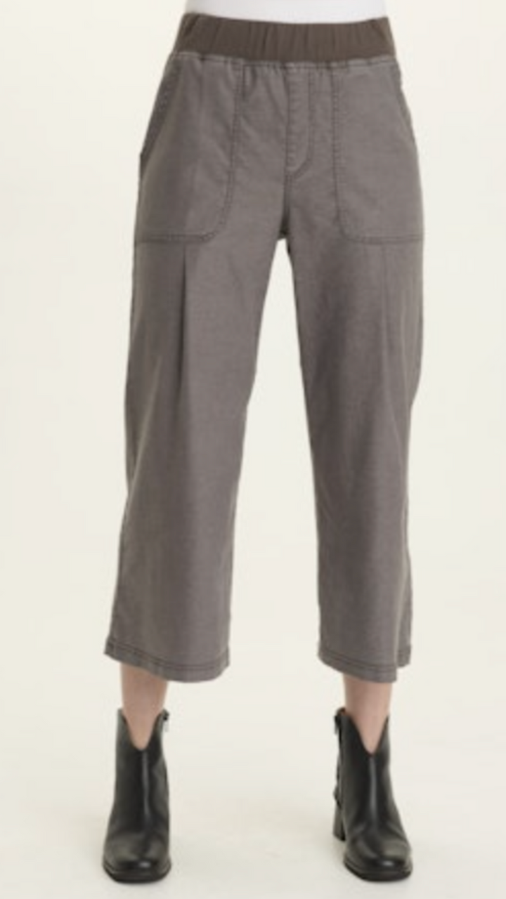 Charcoal Eileen Twill Wide Leg Crop Pants