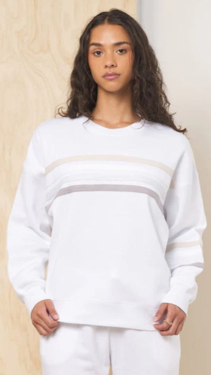 Stripe Burnout Fleece Crewneck Sweatshirt