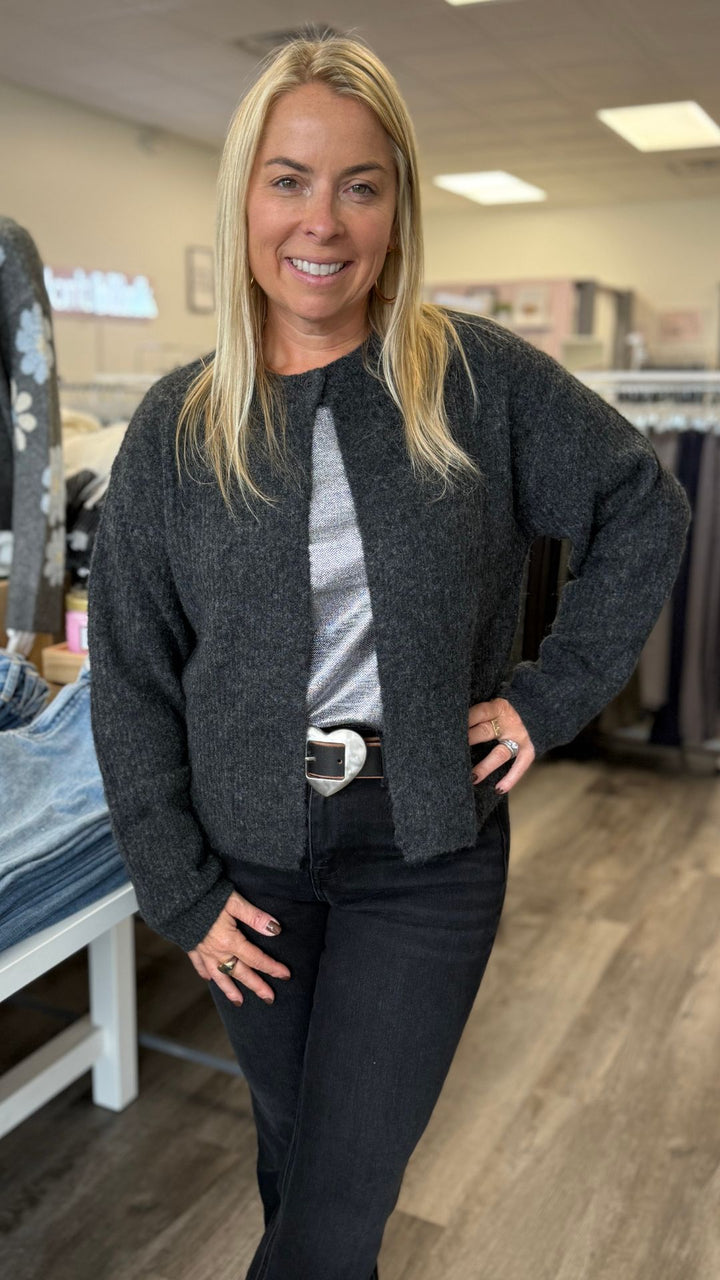 Charcoal Scottie Cardigan