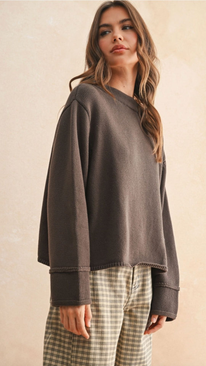 Brown Boatneck Sweater