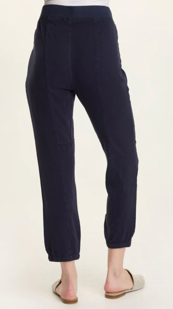 Navy Squire Twill Banded Hem Casual Pants