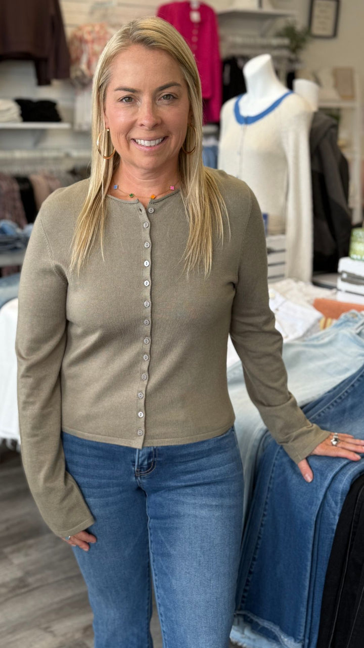 Olive Rollneck Cardigan