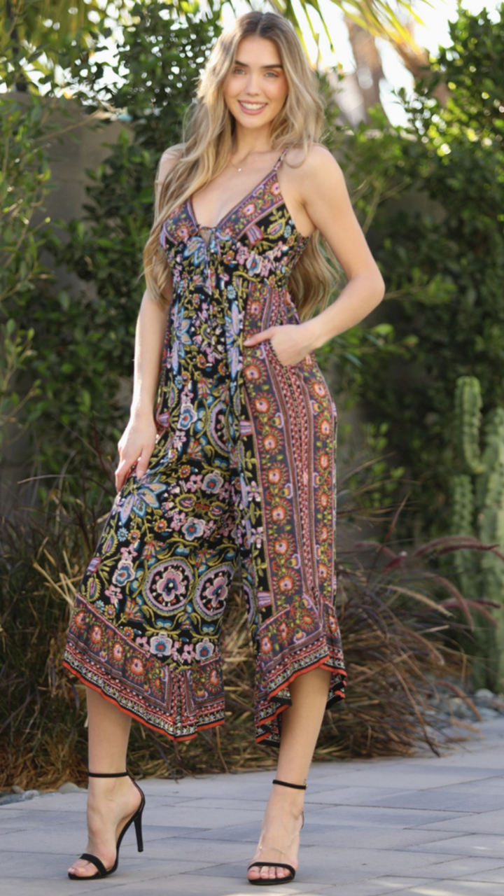 V Neck Angled Hem Jumpsuit