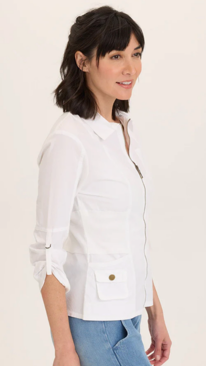 White Linen Raphael Distressed Blazer