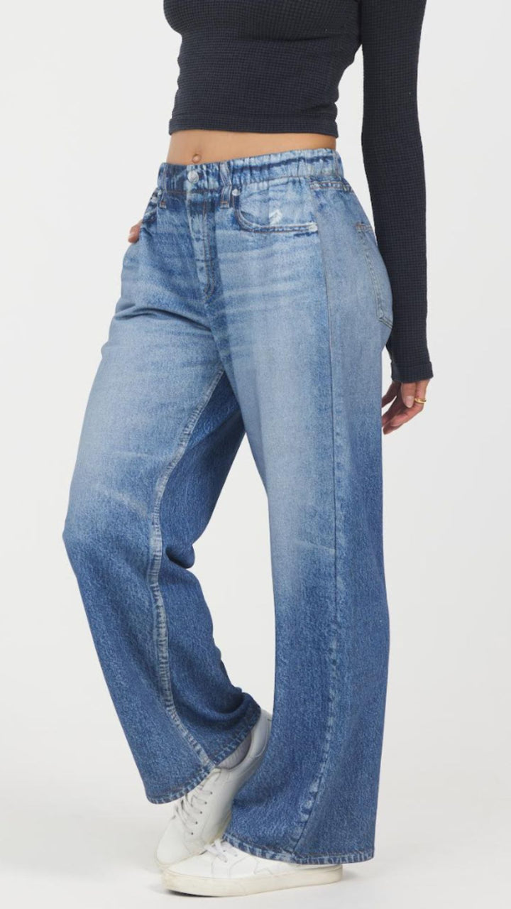 Denim Fleece Wide Leg Pant