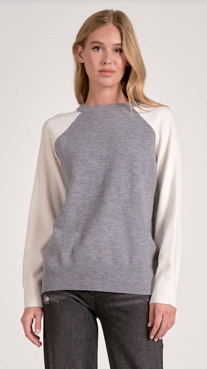 Soft Gray Colorblock Sweater