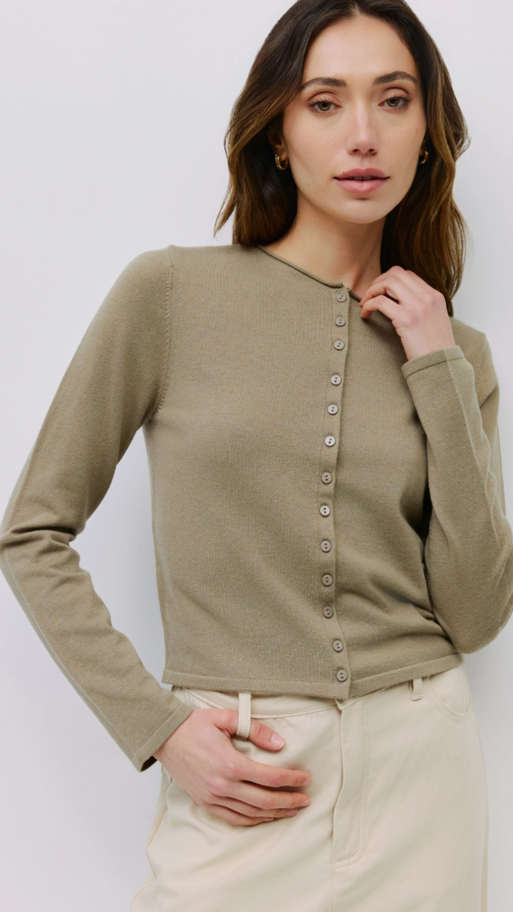Olive Rollneck Cardigan