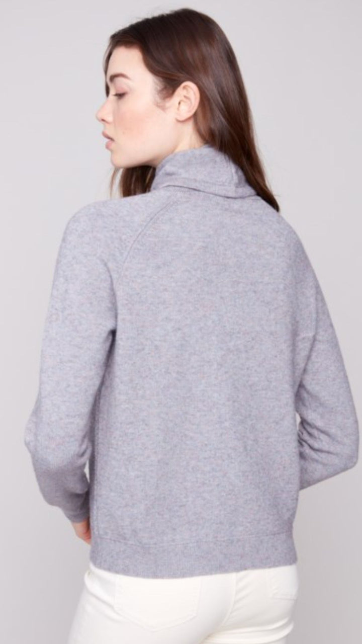 Textured Cowl Neck Knit Sweater