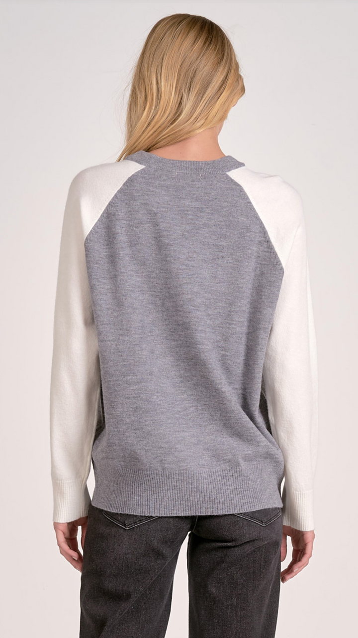 Soft Gray Colorblock Sweater