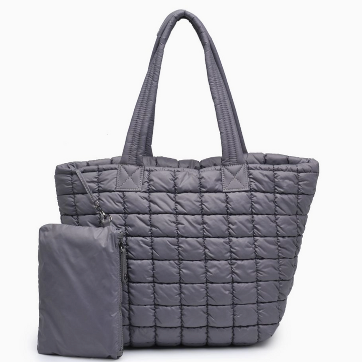 Carbon Quilted Puffer Nylon Tote