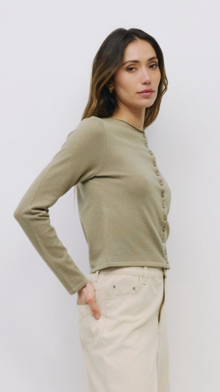 Olive Rollneck Cardigan