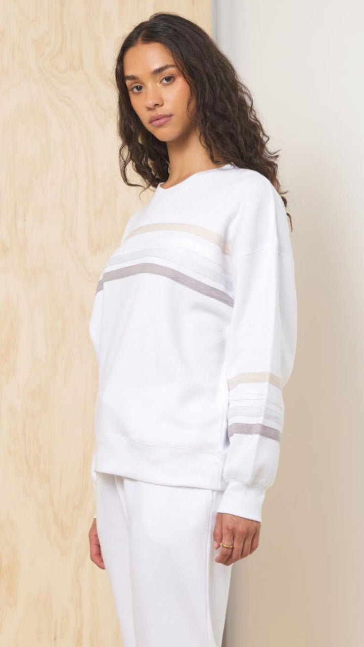 Stripe Burnout Fleece Crewneck Sweatshirt