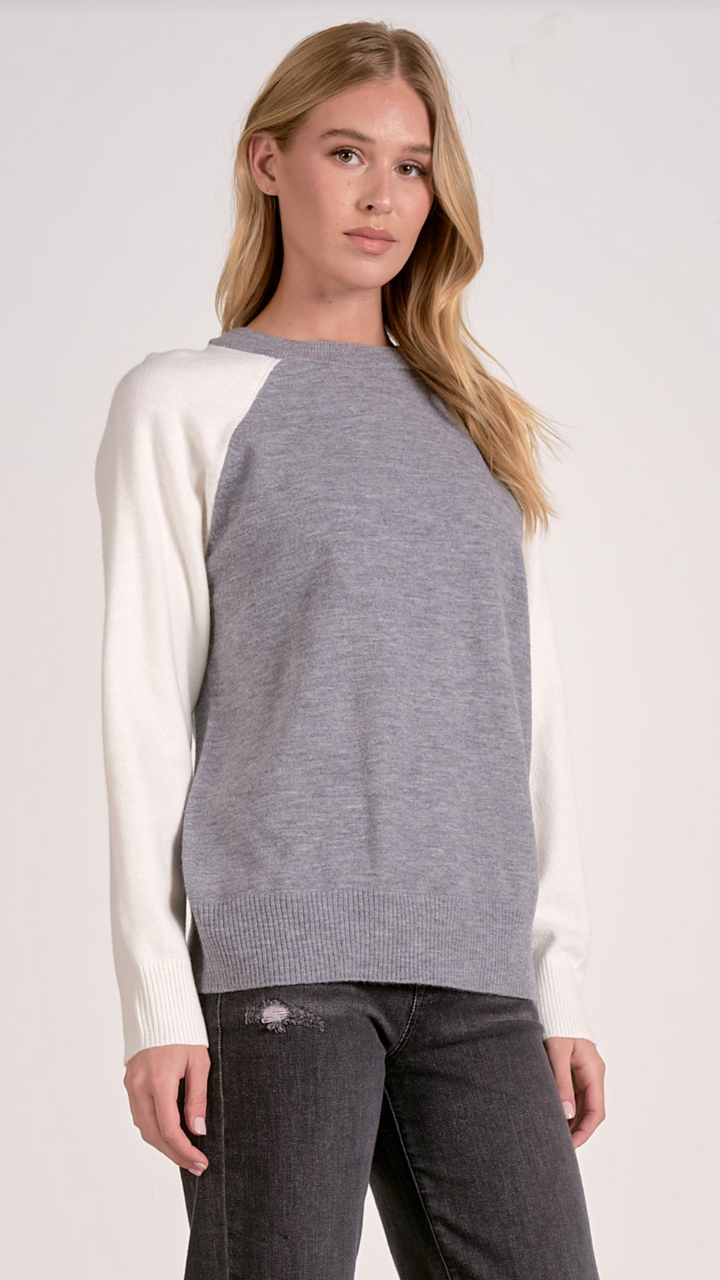 Soft Gray Colorblock Sweater