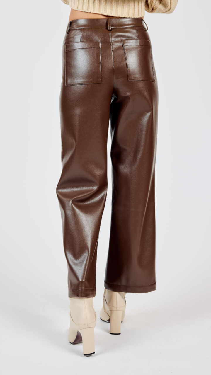Chocolate Brown Night Vision Faux Leather Pants