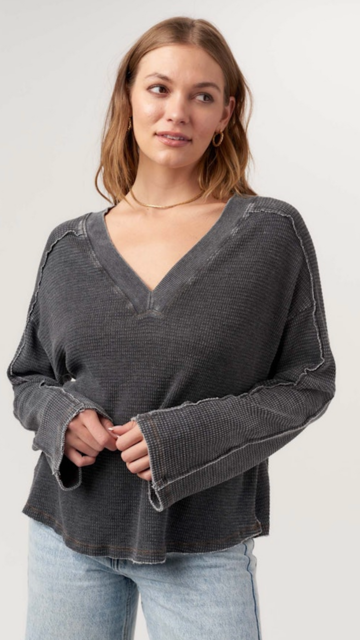 Underground Burnout Thermal V Neck Long Sleeve