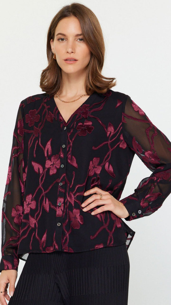 Floral Jacquard Blouse
