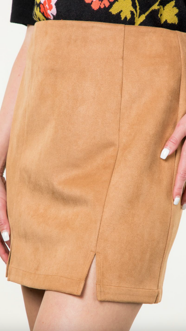 Camel Suede Mini Skirt
