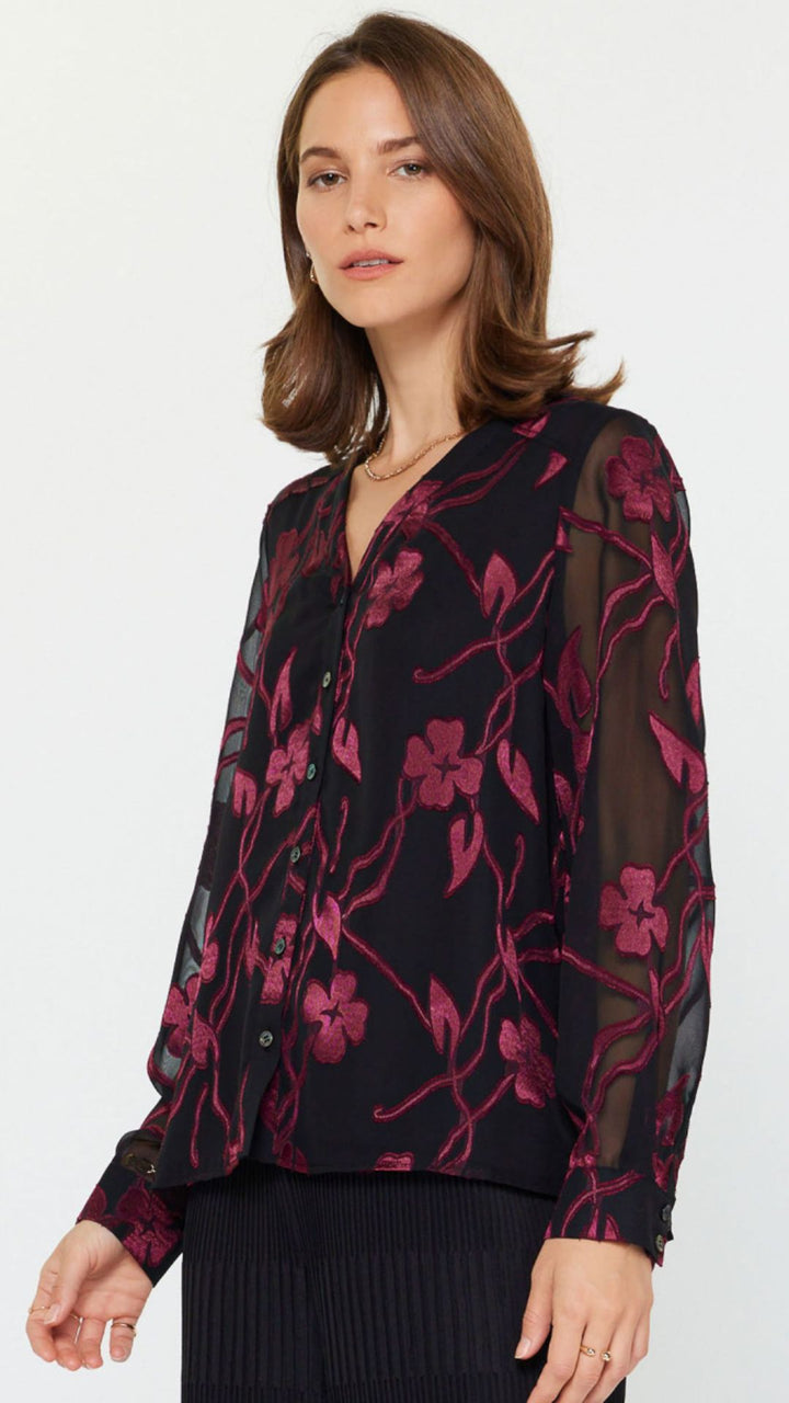 Floral Jacquard Blouse