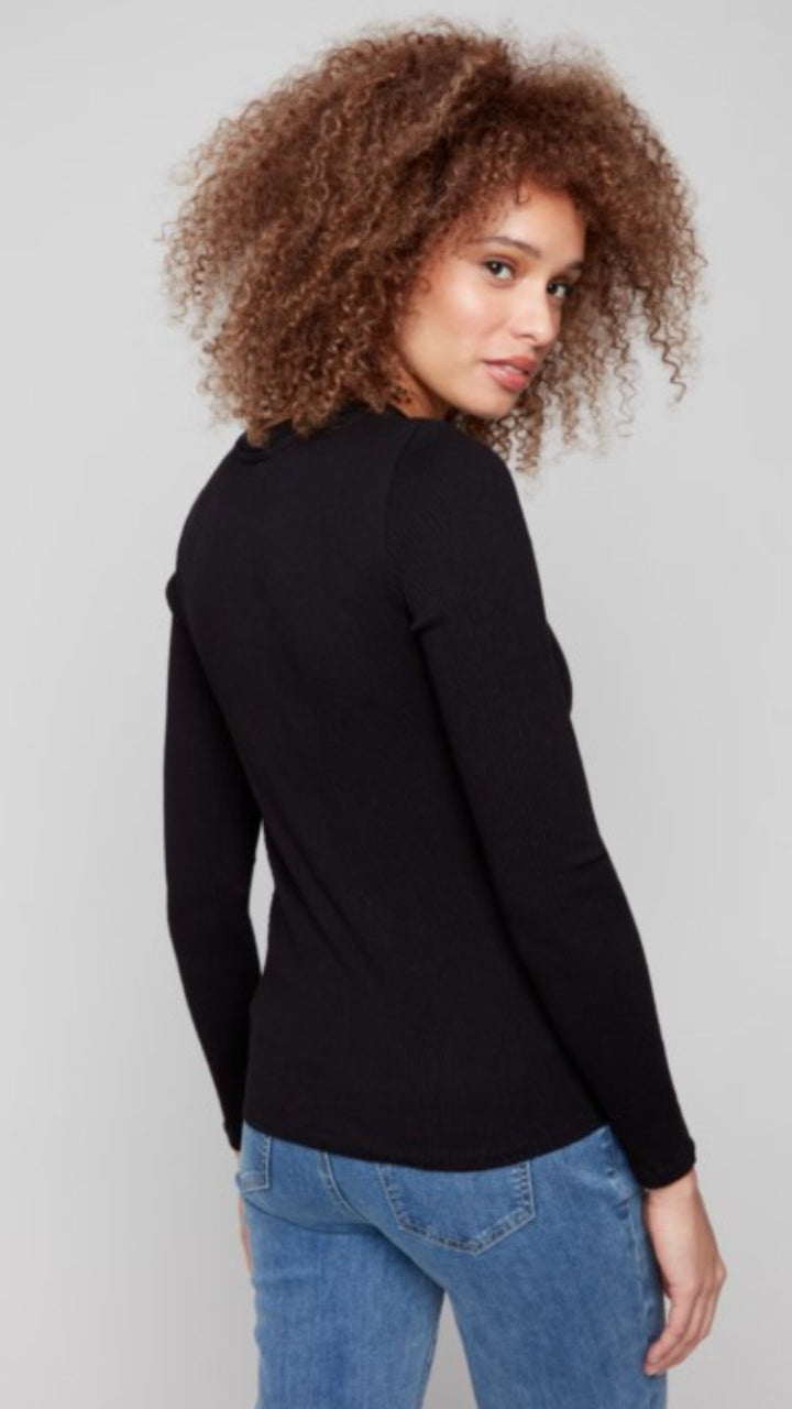 Faux Front Knot Textured Knit Top