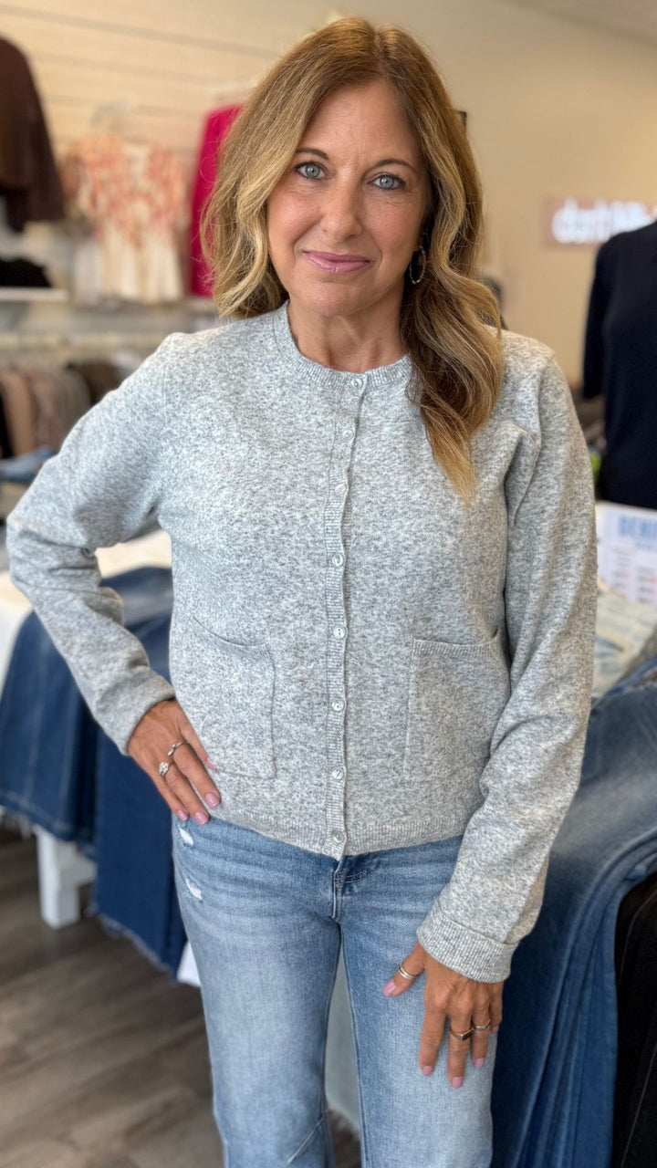 Heather Gray Cardigan With Pockets