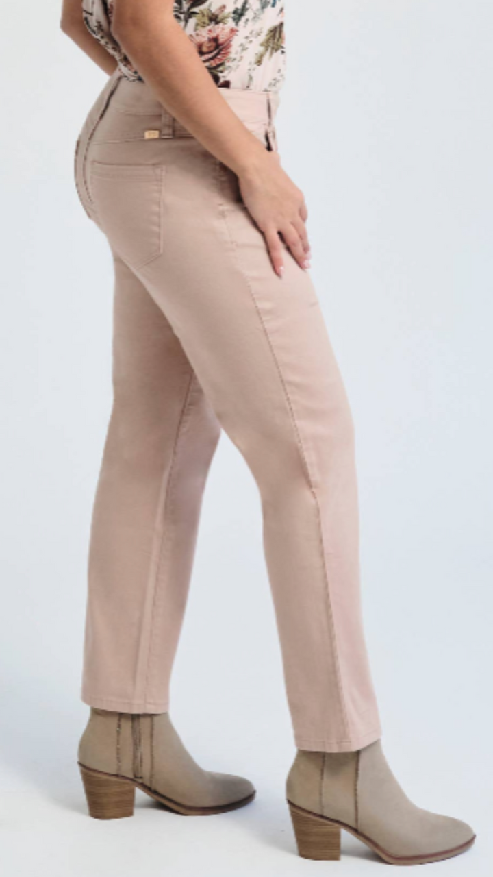 Petite Mid Rise Dusty Rose Twill Slim Straight Jeans