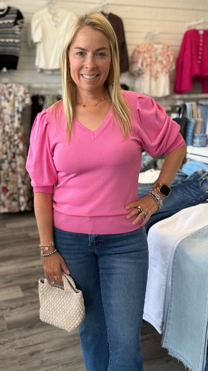 Pink Puff Sleeve Top