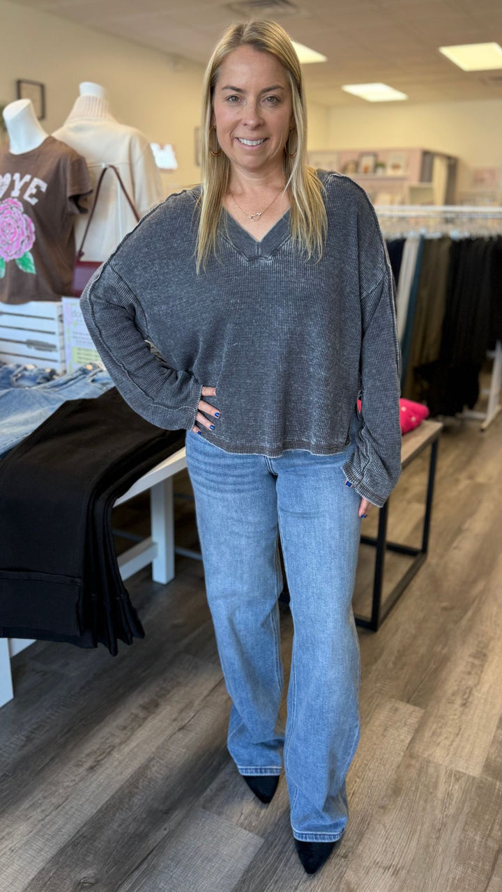 Underground Burnout Thermal V Neck Long Sleeve