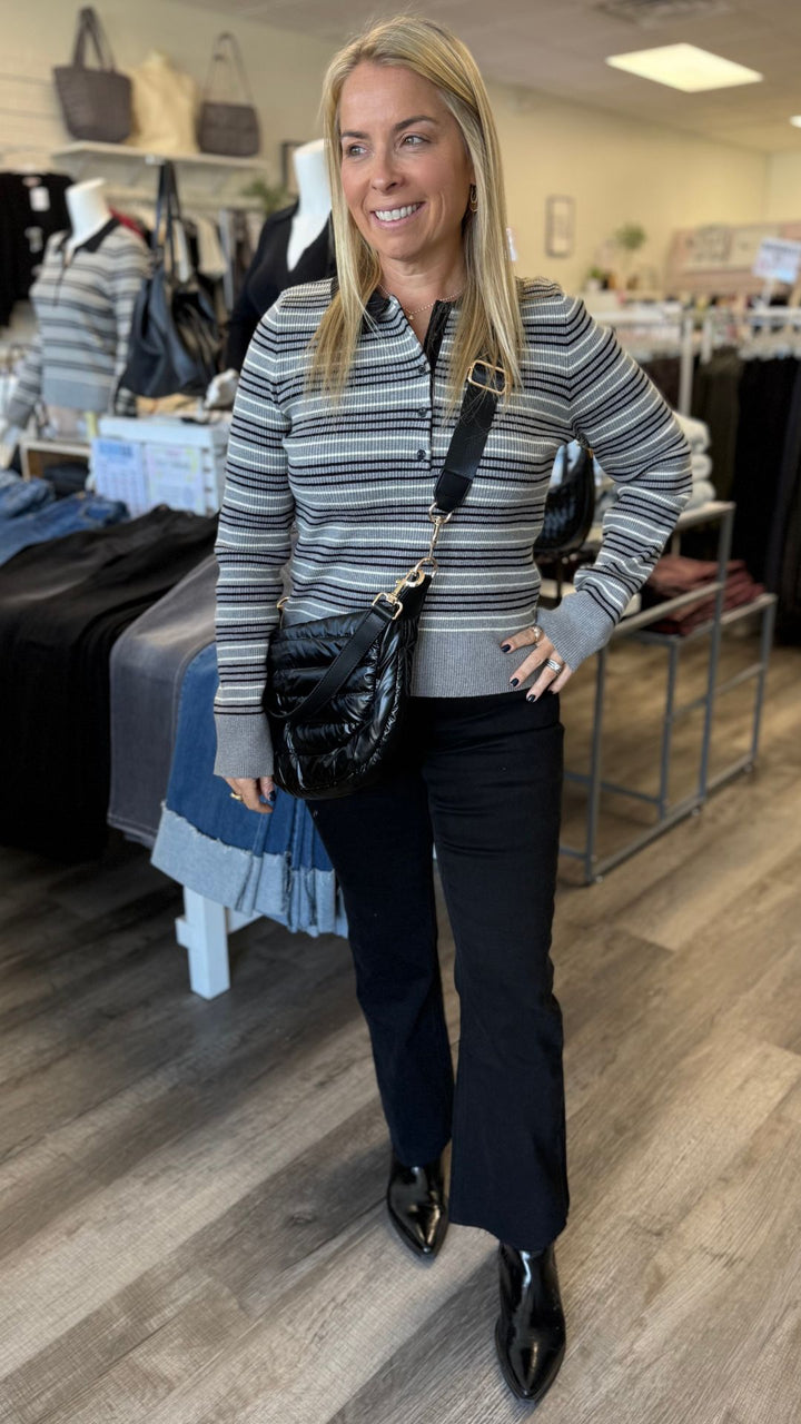 Timeless Striped Polo Sweater Long Sleeve