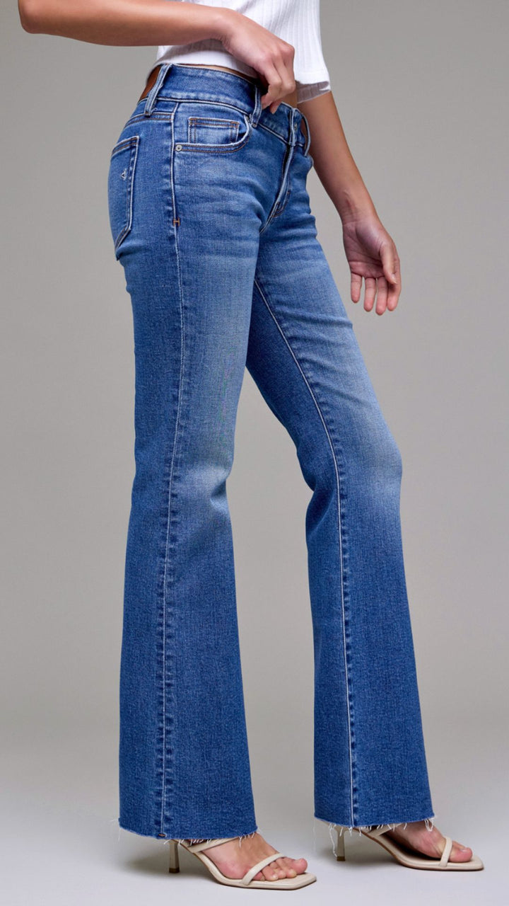 Low Rise Medium Wash Full Length Bootcut Jeans