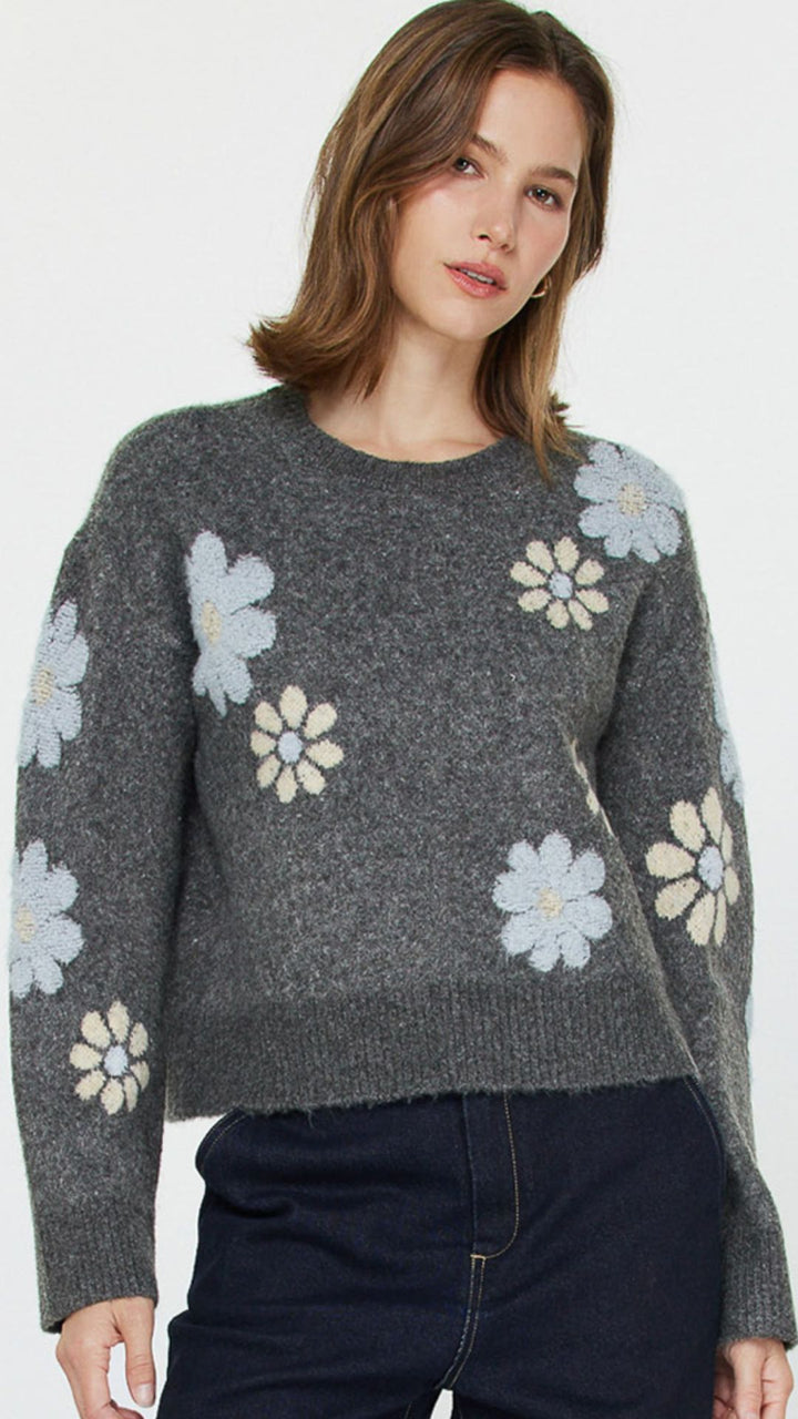 Flower Motif Sweater