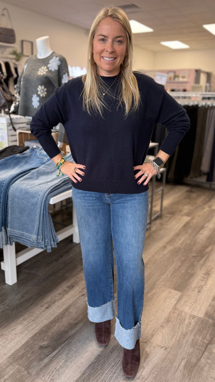 Navy Soft Sweater Top
