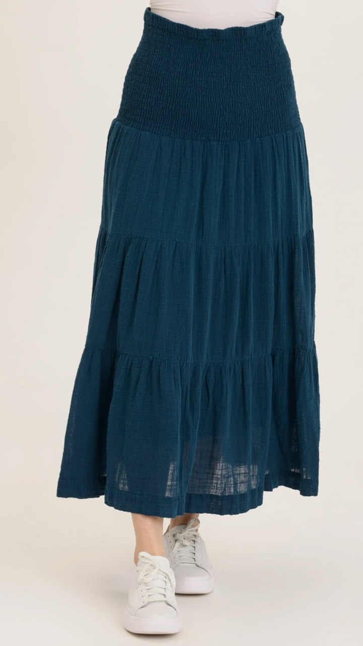 Abyss Pigment Paigene Gauze Tiered Skirt