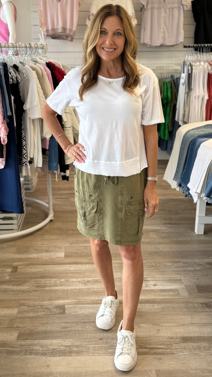 Kombu Pigment Leto Twill Cargo Mini Skirt
