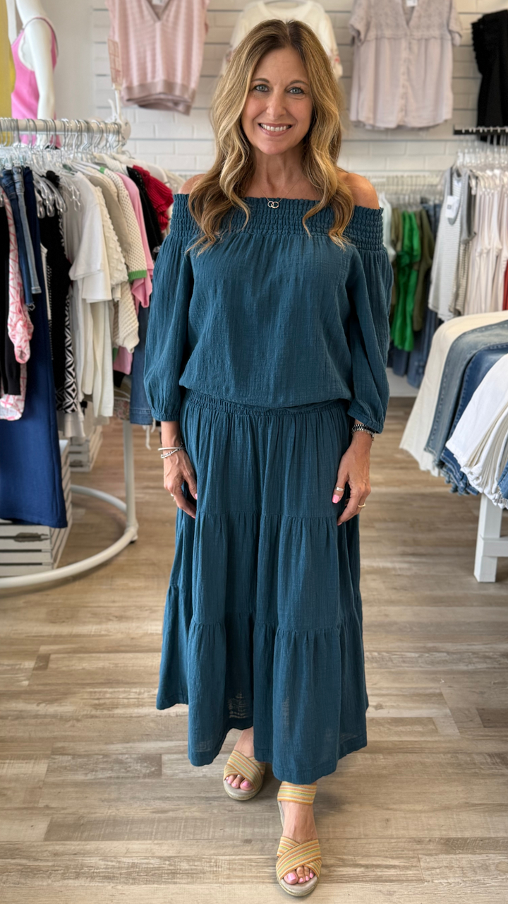 Abyss Pigment Paigene Gauze Tiered Skirt
