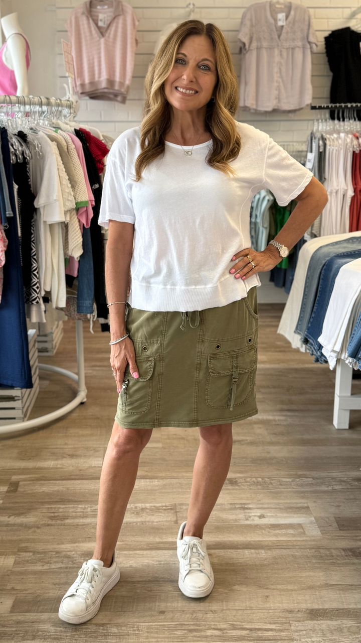 Kombu Pigment Leto Twill Cargo Mini Skirt
