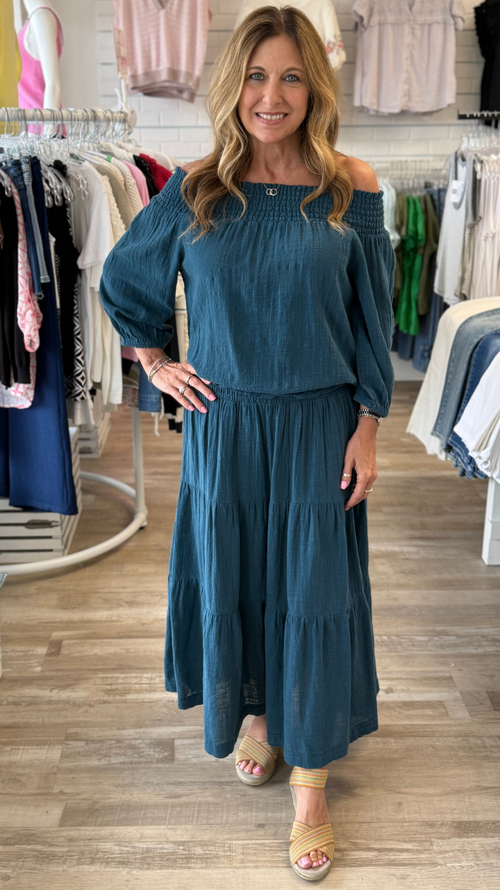 Abyss Pigment Paigene Gauze Tiered Skirt