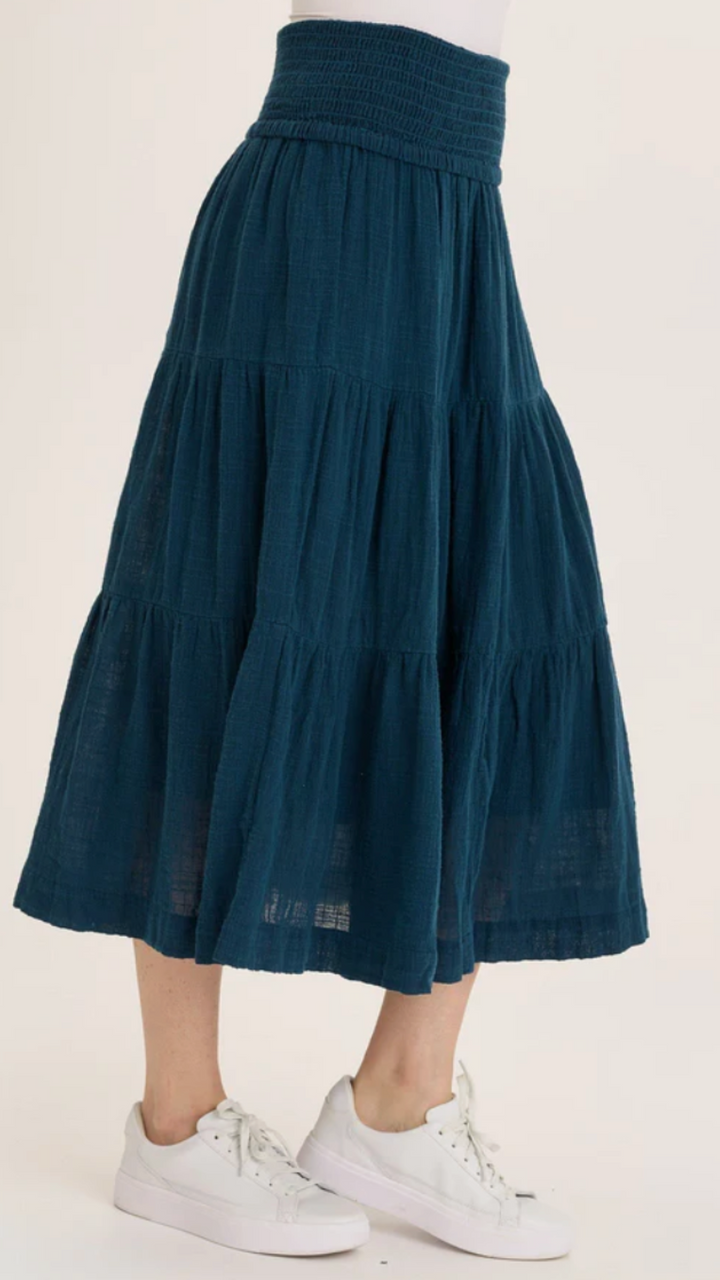 Abyss Pigment Paigene Gauze Tiered Skirt