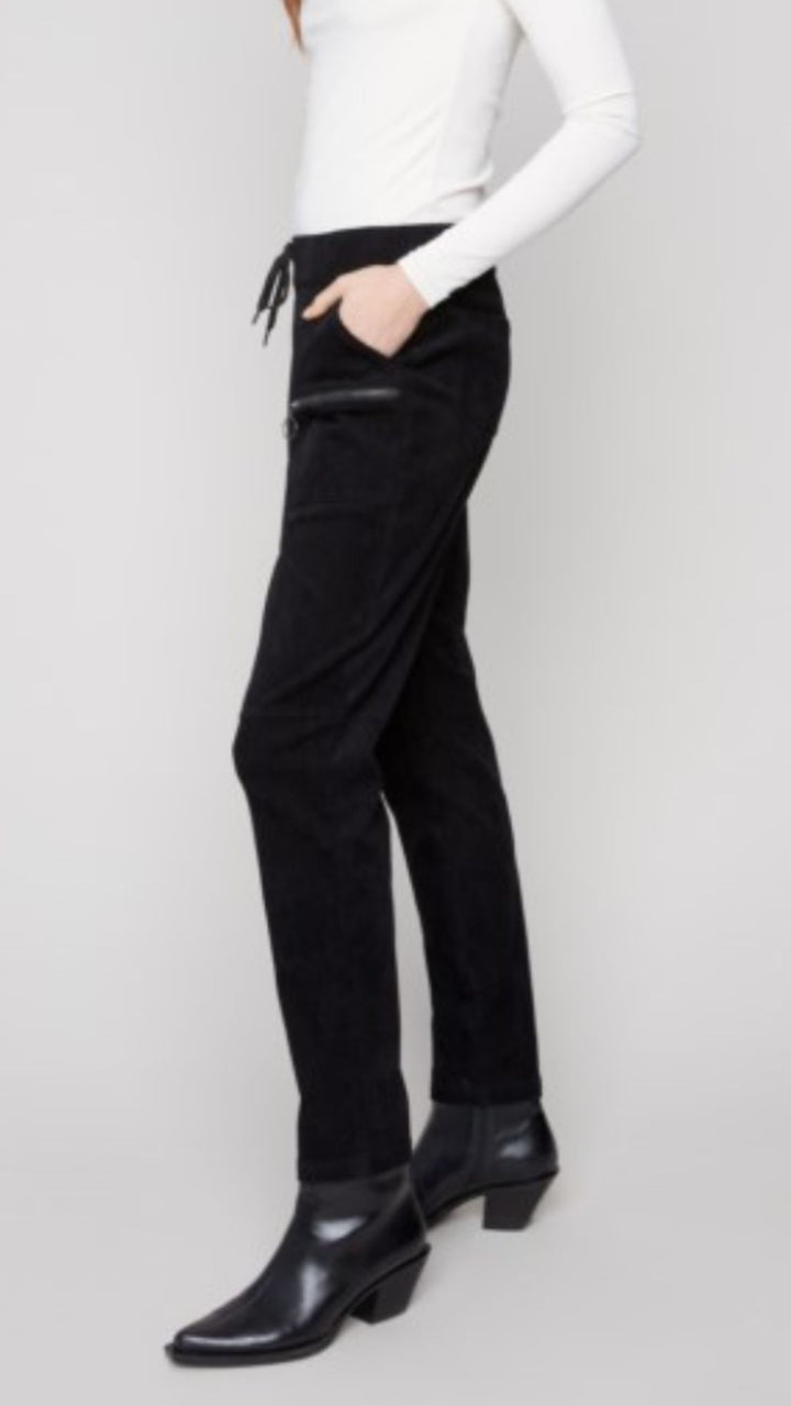 Pull On Corduroy Jogger Pants With Zip Pockets