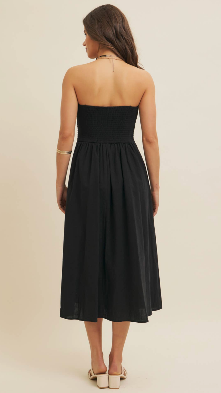 Crochet Contrast Tube Top Midi Dress With Pockets