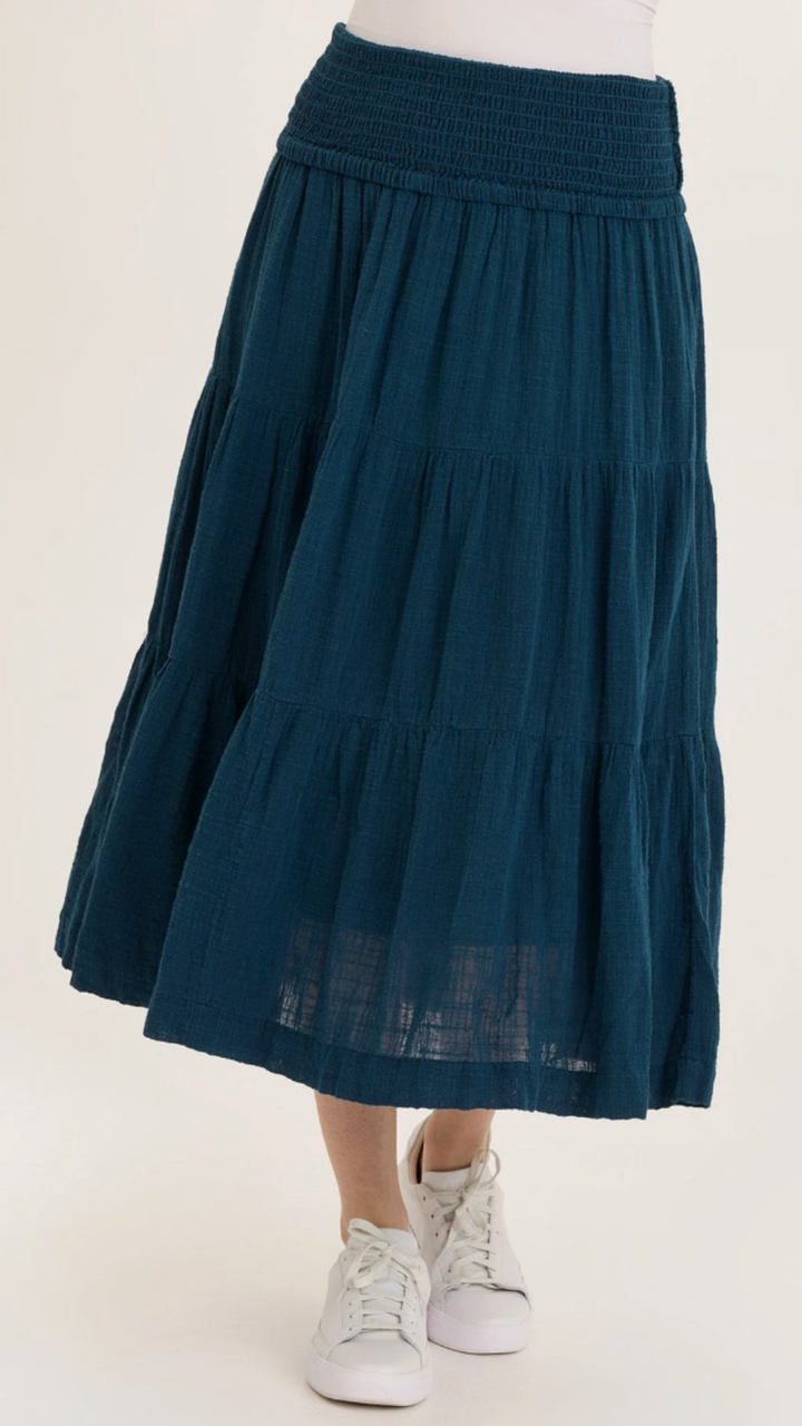 Abyss Pigment Paigene Gauze Tiered Skirt