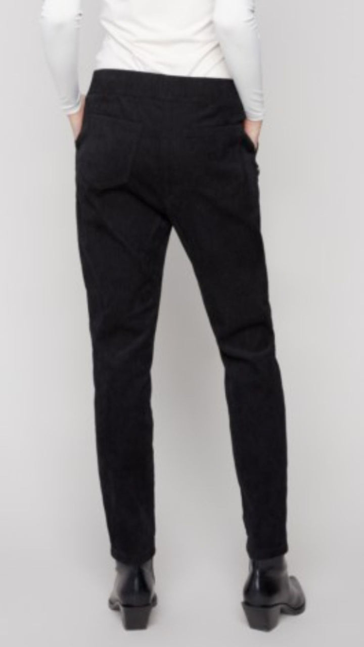 Pull On Corduroy Jogger Pants With Zip Pockets