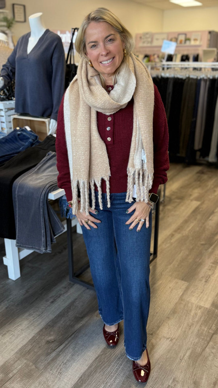 Burgundy Buttoned Sweater