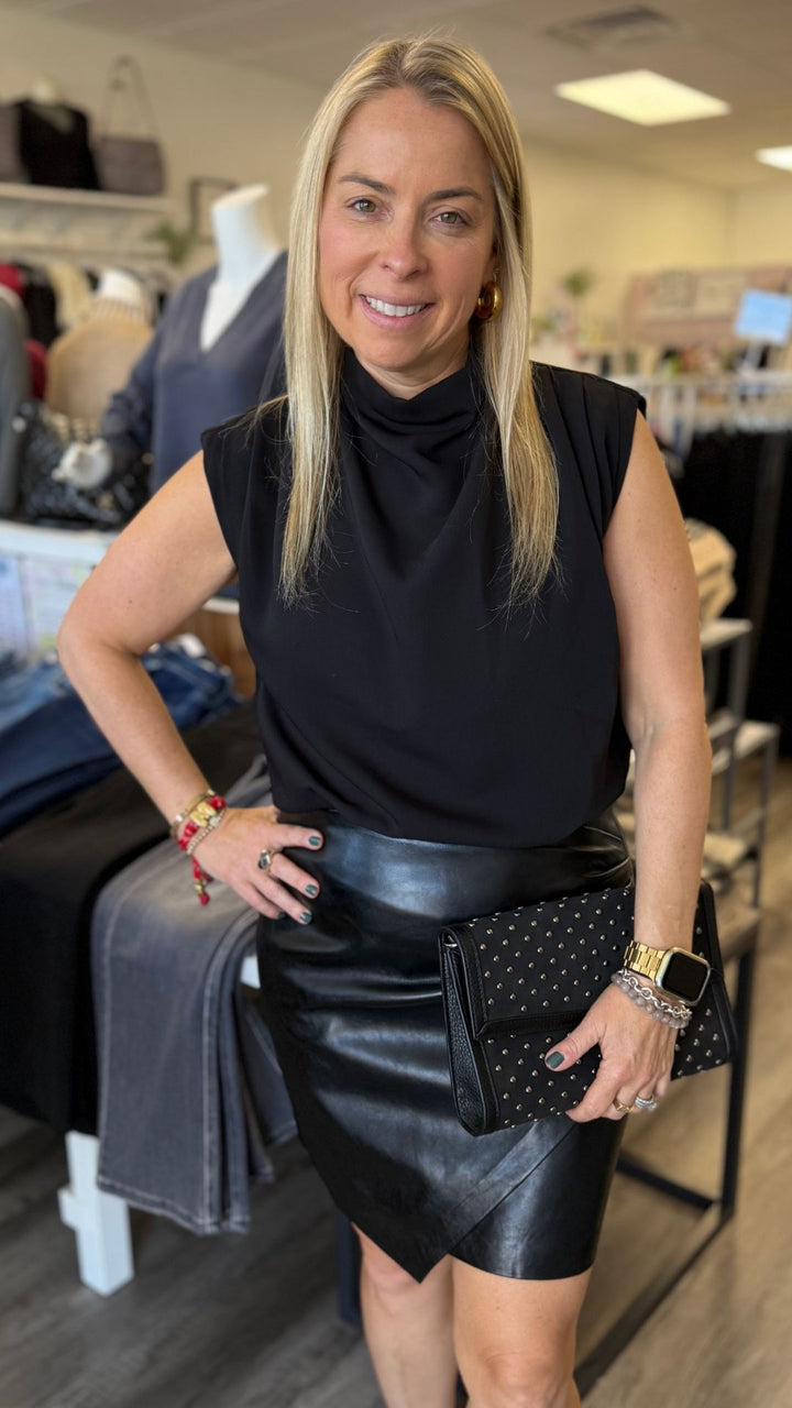 Black Mock Neck Top