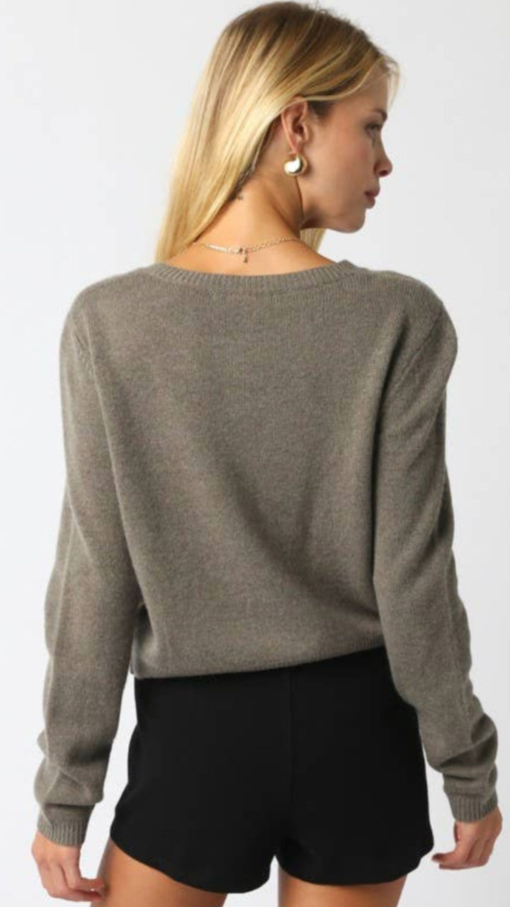 Gray Knit Buttoned Cardigan