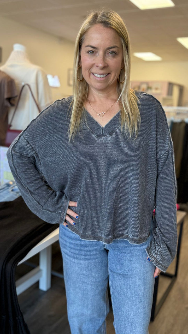 Underground Burnout Thermal V Neck Long Sleeve