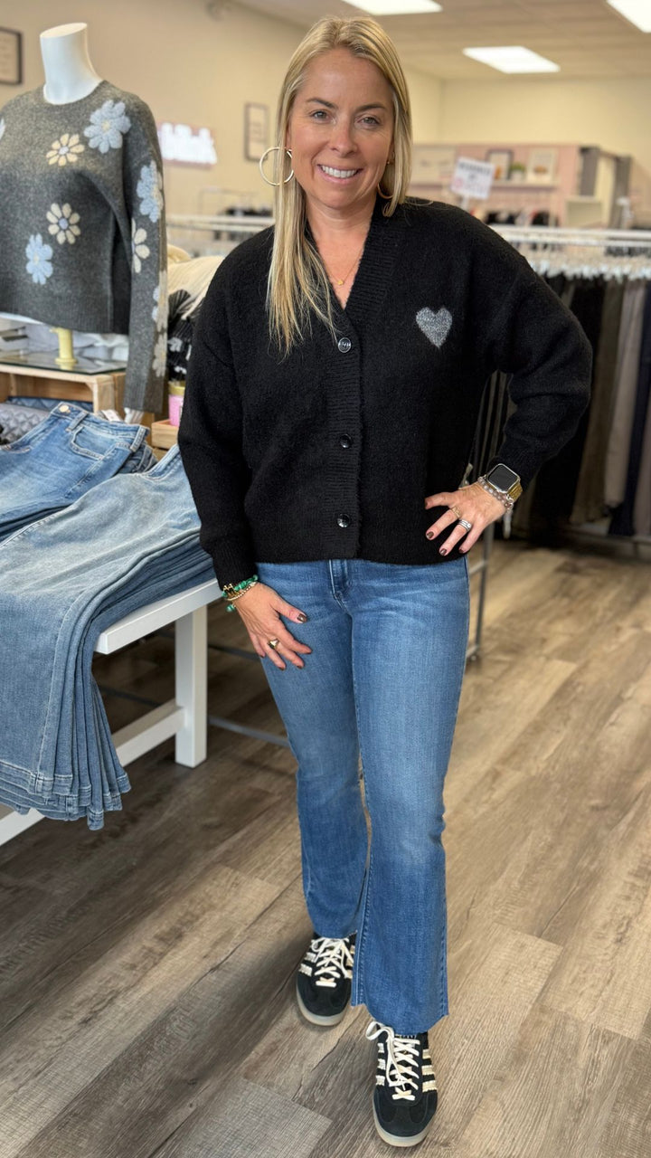 High Rise Medium Wash Tonal Crop Flare Jeans