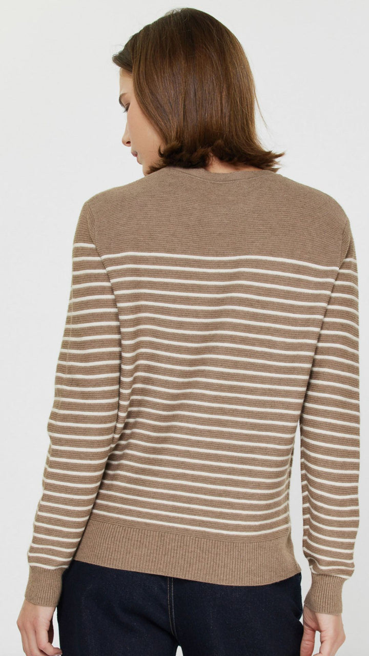 Tan Stripe Pull Over Sweater