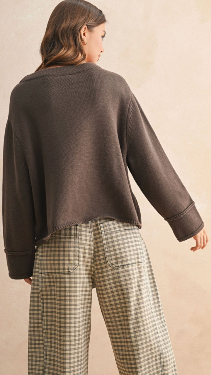 Brown Boatneck Sweater