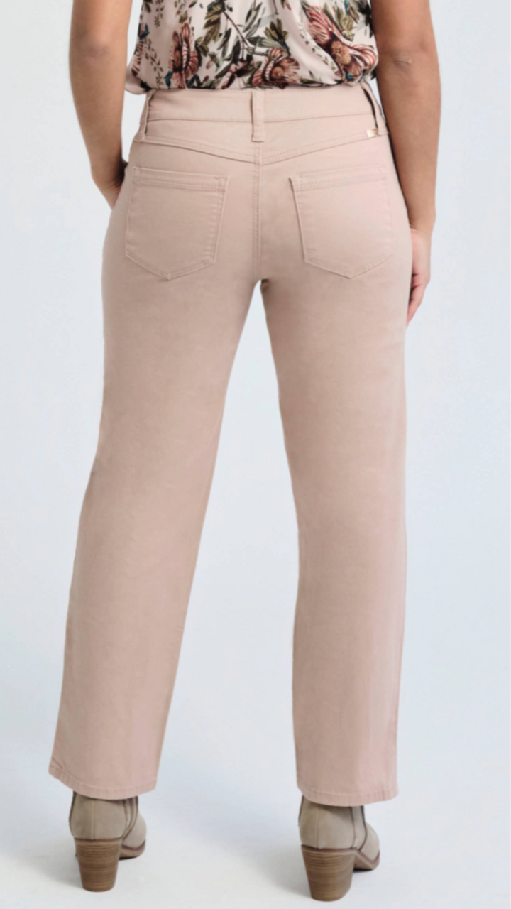 Petite Mid Rise Dusty Rose Twill Slim Straight Jeans