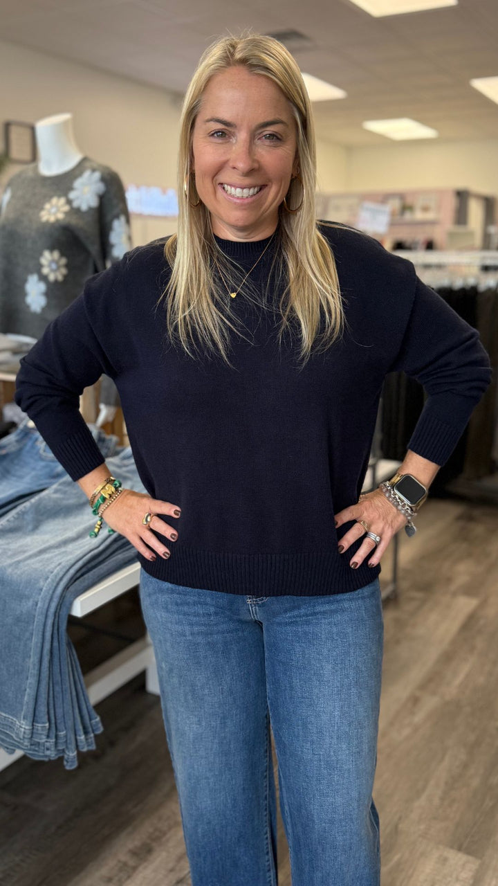 Navy Soft Sweater Top